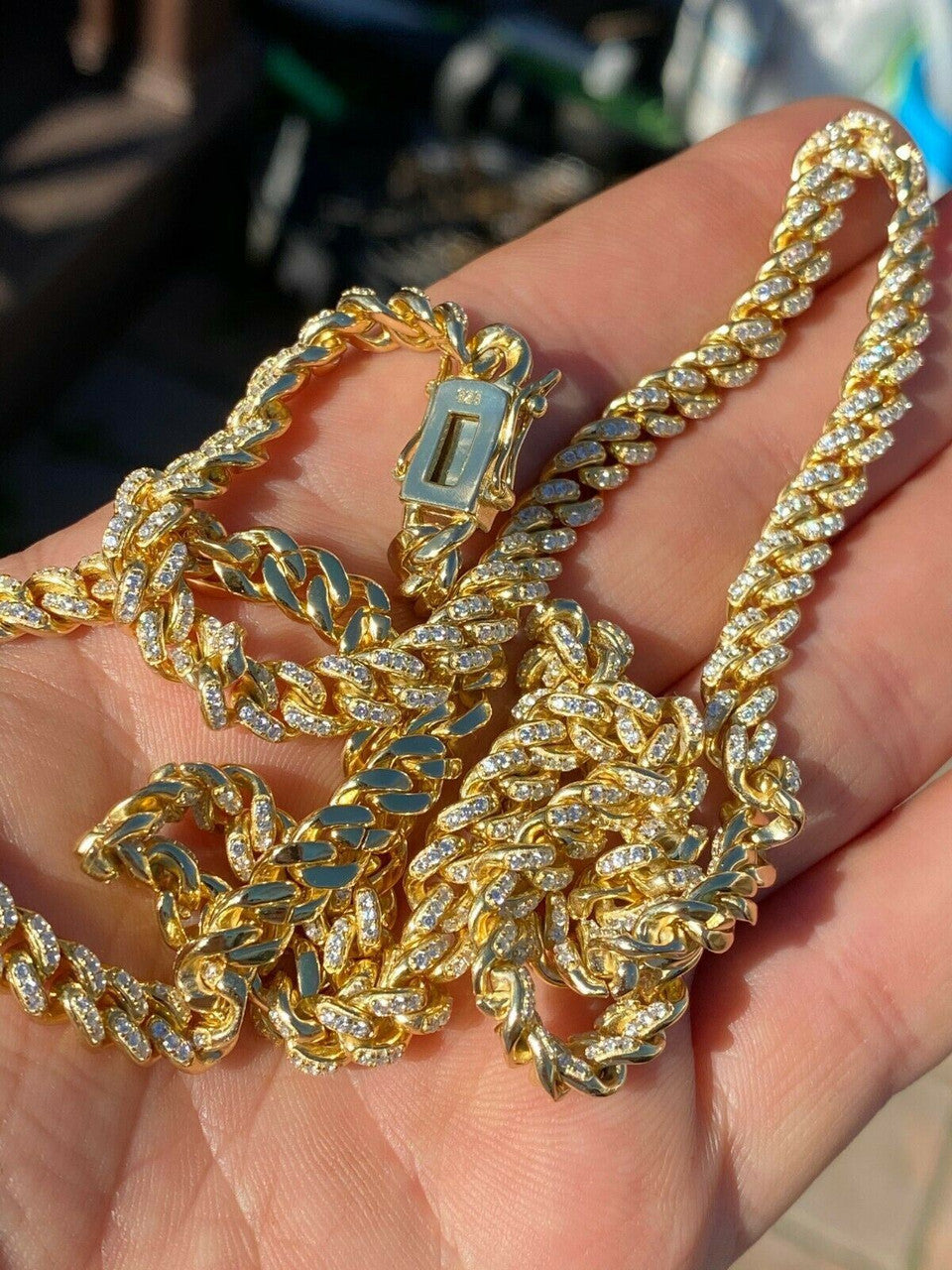 Everyday Wear Miami Cuban Link Chain Necklace Iced Out CZ Stones - 14k Gold Vermeil 925 Silver - 6mm- 16-30" $264.00 - $482.00 Add to Wish List Share Facebook Email Twitter Linkedin Pinterest