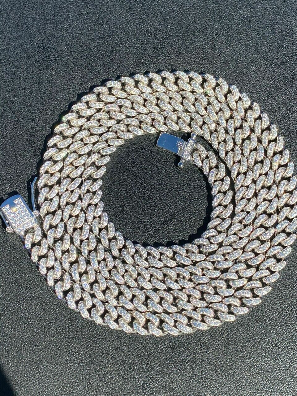 Everyday Wear Miami Cuban Link Chain Necklace Iced Out CZ Stones - 925 Silver - 6mm- 16-30"