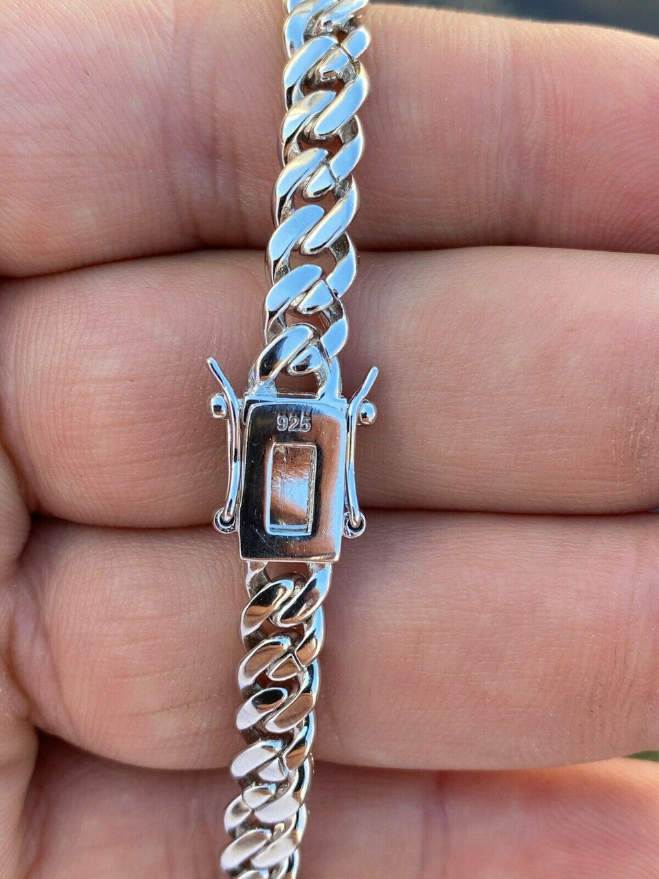 Everyday Wear Miami Cuban Link Chain Necklace Iced Out CZ Stones - 925 Silver - 6mm- 16-30"