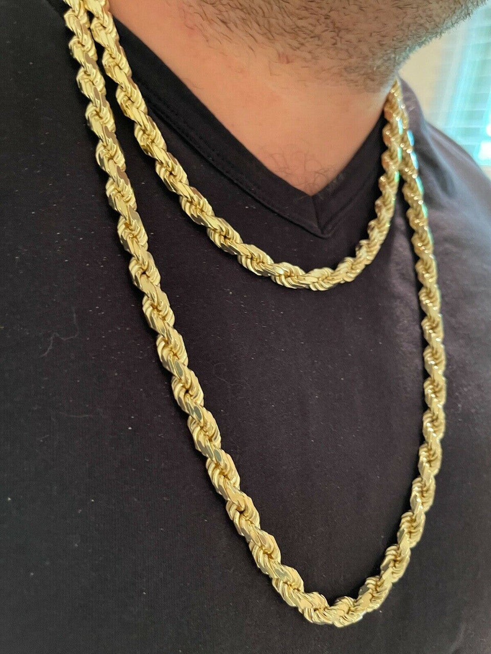 BOSS Rope Chain Necklace - 14k Gold Vermeil 925 Sterling Silver - 18"-30" - 8mm