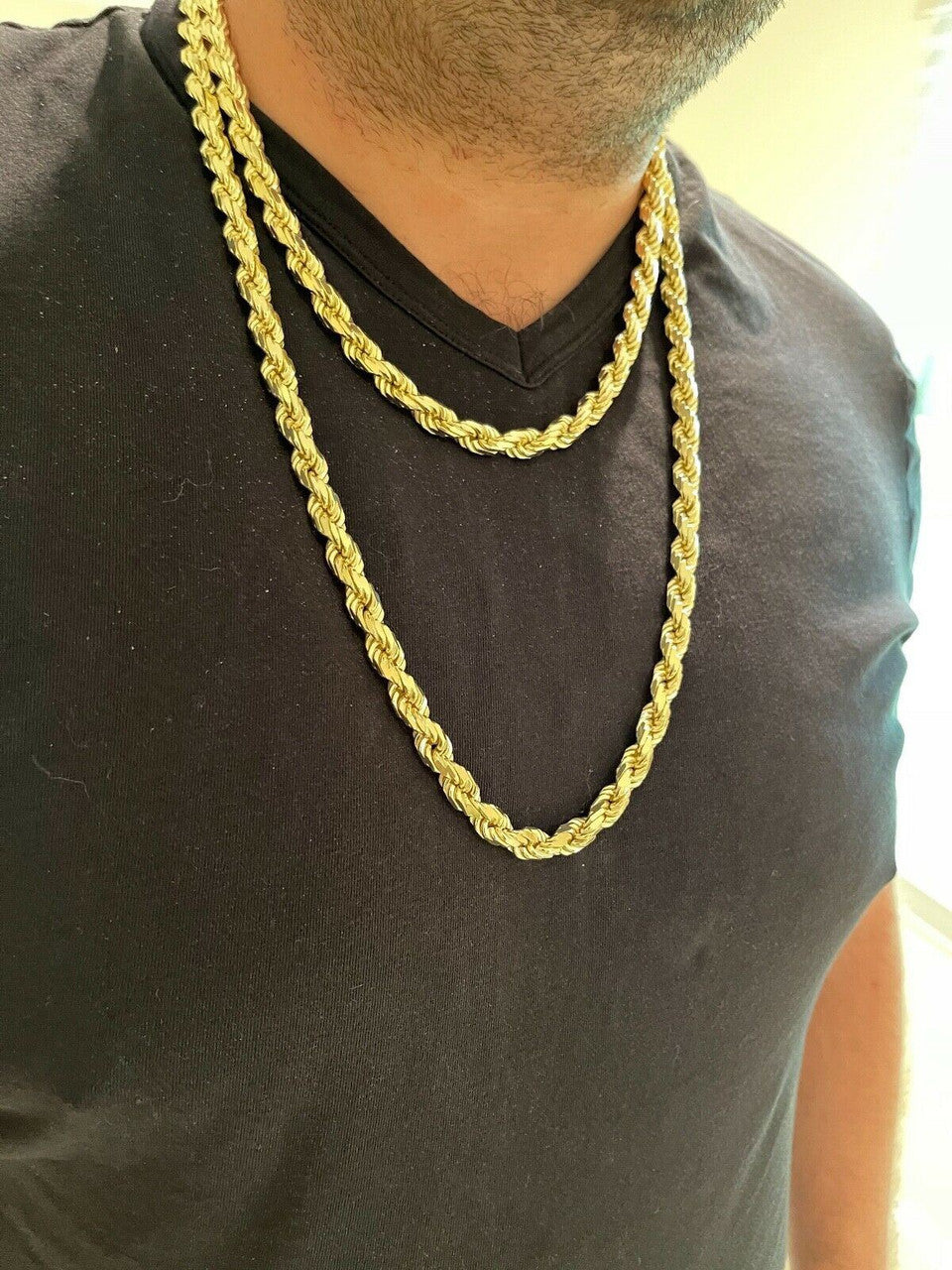 BOSS Rope Chain Necklace - 14k Gold Vermeil 925 Sterling Silver - 18"-30" - 8mm