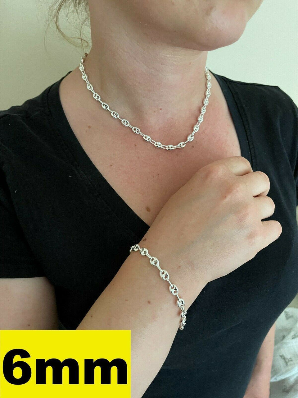 Puffed Gucci Necklace Or Bracelet - 925 Sterling Silver - 7"-30" - 6mm-12mm