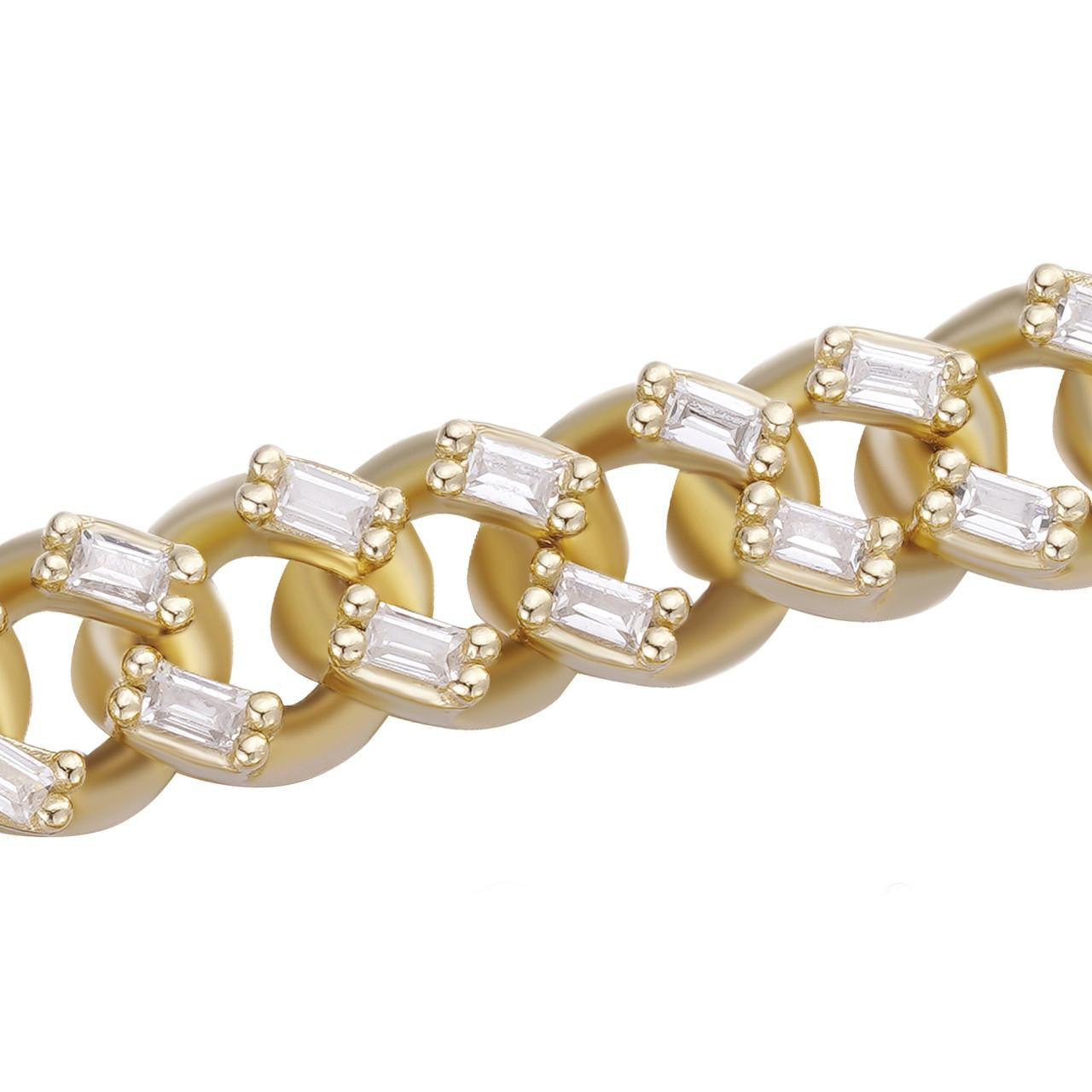 Baguette Miami Cuban Link Chain Necklace Iced Out CZ Stones - 14k Gold Vermeil 925 Silver - 6mm - 16-30"
