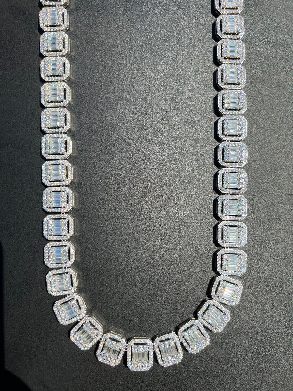 MOISSANITE Baguette Custom Rapper Chain Necklace Iced Out - 925 Silver - 16mm - 18-28"