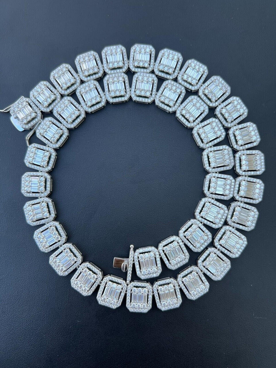 MOISSANITE Baguette Custom Rapper Chain Necklace Iced Out - 925 Silver - 16mm - 18-28"
