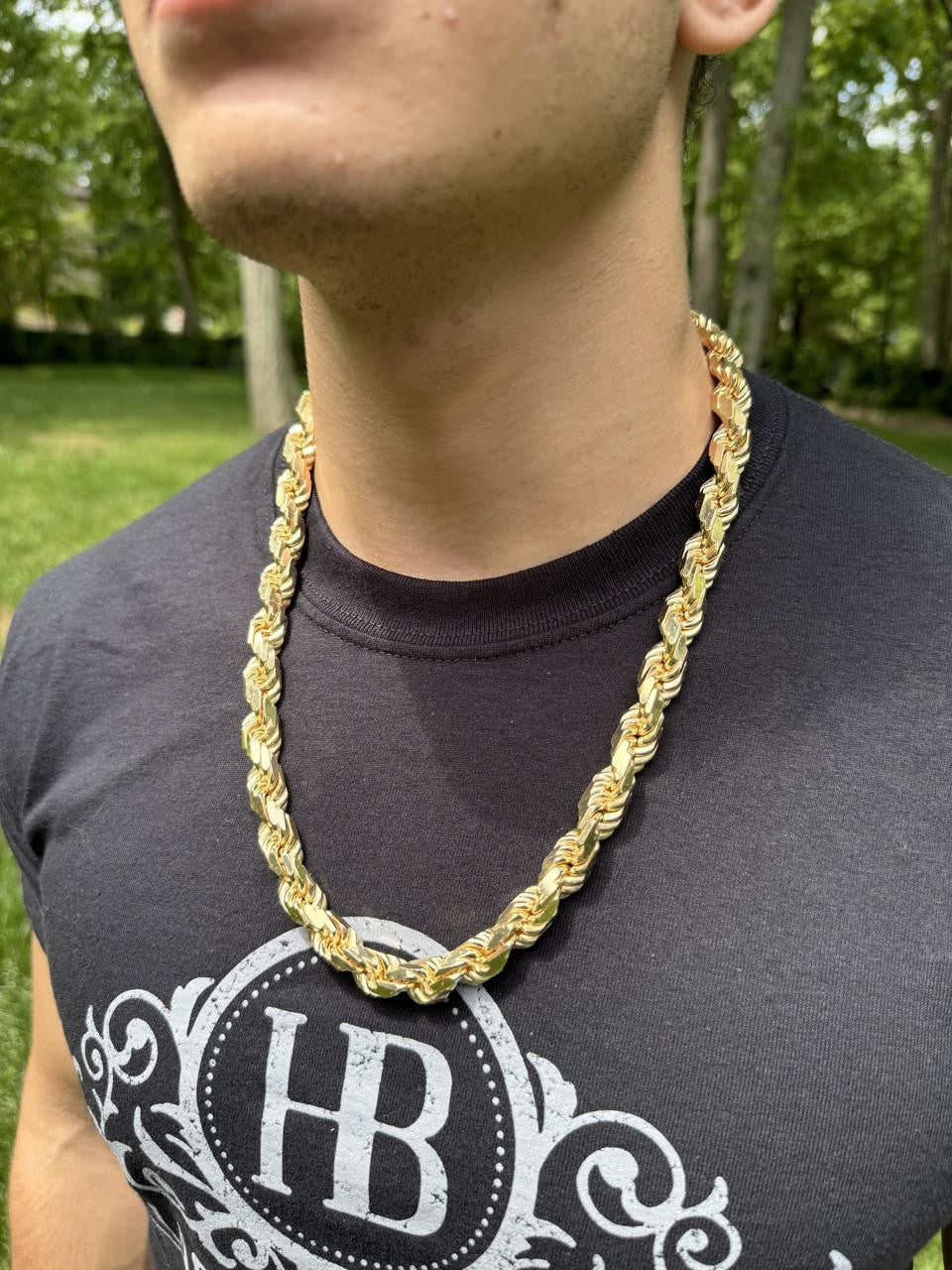 BIG BOSS Rope Chain Necklace - 14k Gold Vermeil 925 Sterling Silver - 18"-30" - 11mm