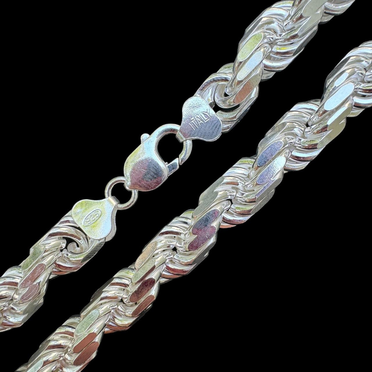 BIG BOSS Rope Chain Necklace - 925 Sterling Silver - 18"-30" - 11mm