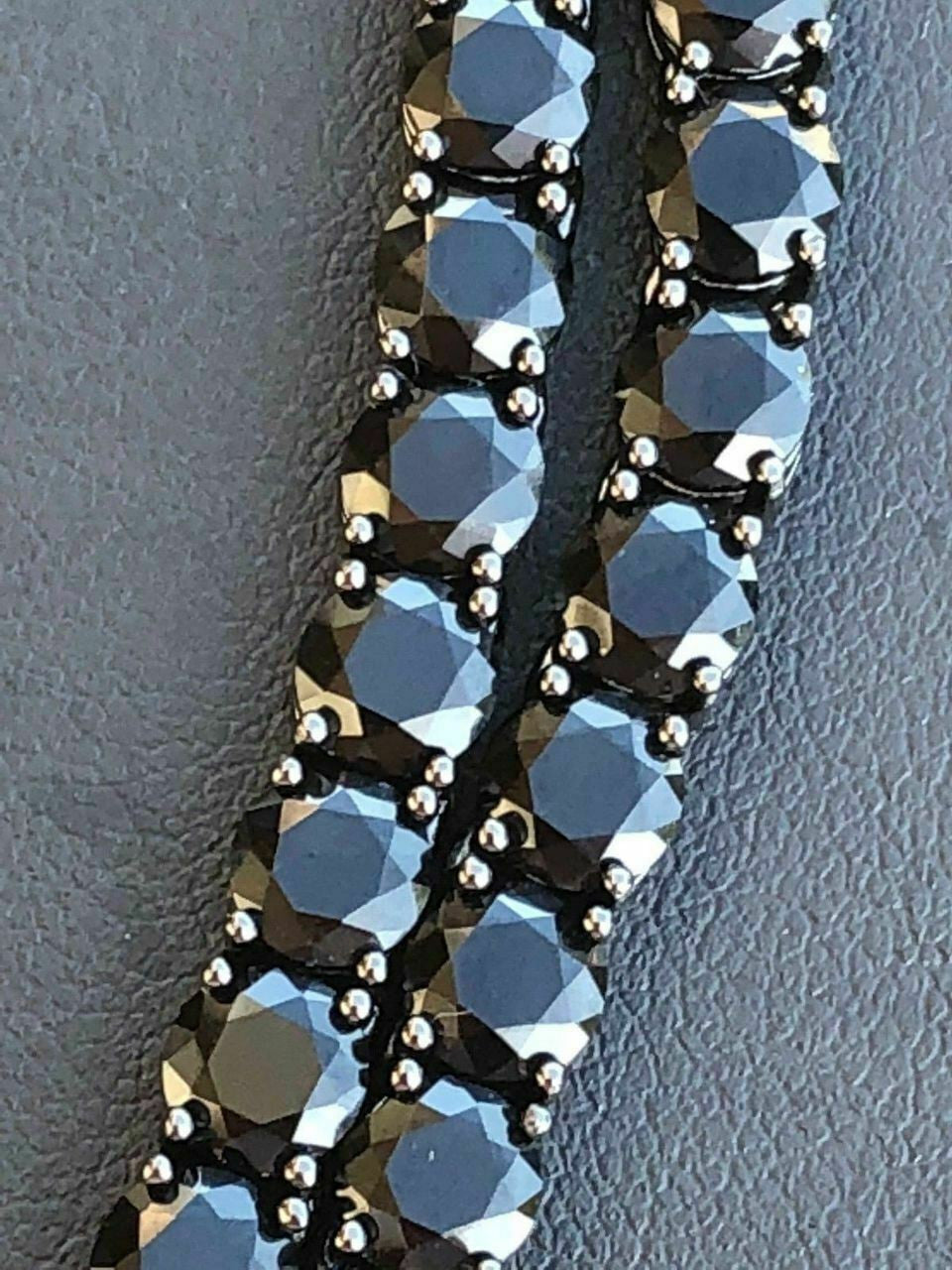 Tennis Chain Necklace Iced Out Black CZ Stones - Black Rhodium Over 925 Silver - 3mm-6mm - 16"-30"