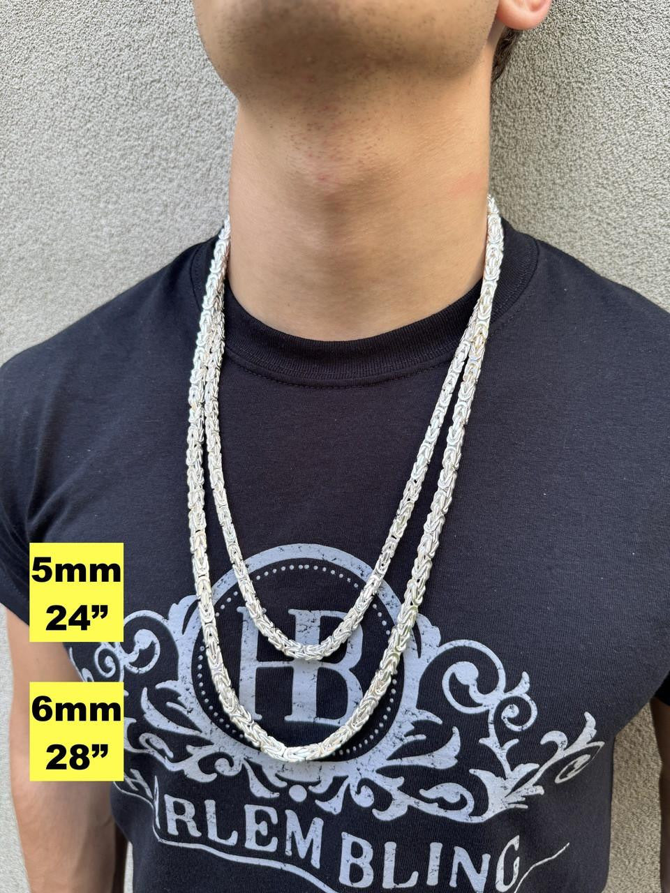 Byzantine Link Chain Necklace - 925 Sterling Silver - 18"-30" - 2.5mm-6mm