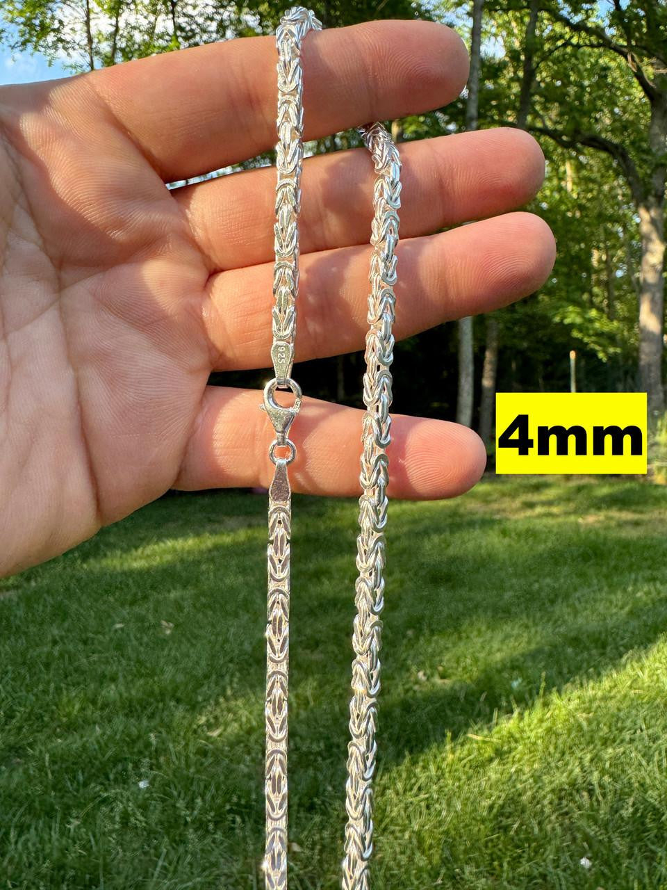 Byzantine Link Chain Necklace - 925 Sterling Silver - 18"-30" - 2.5mm-6mm