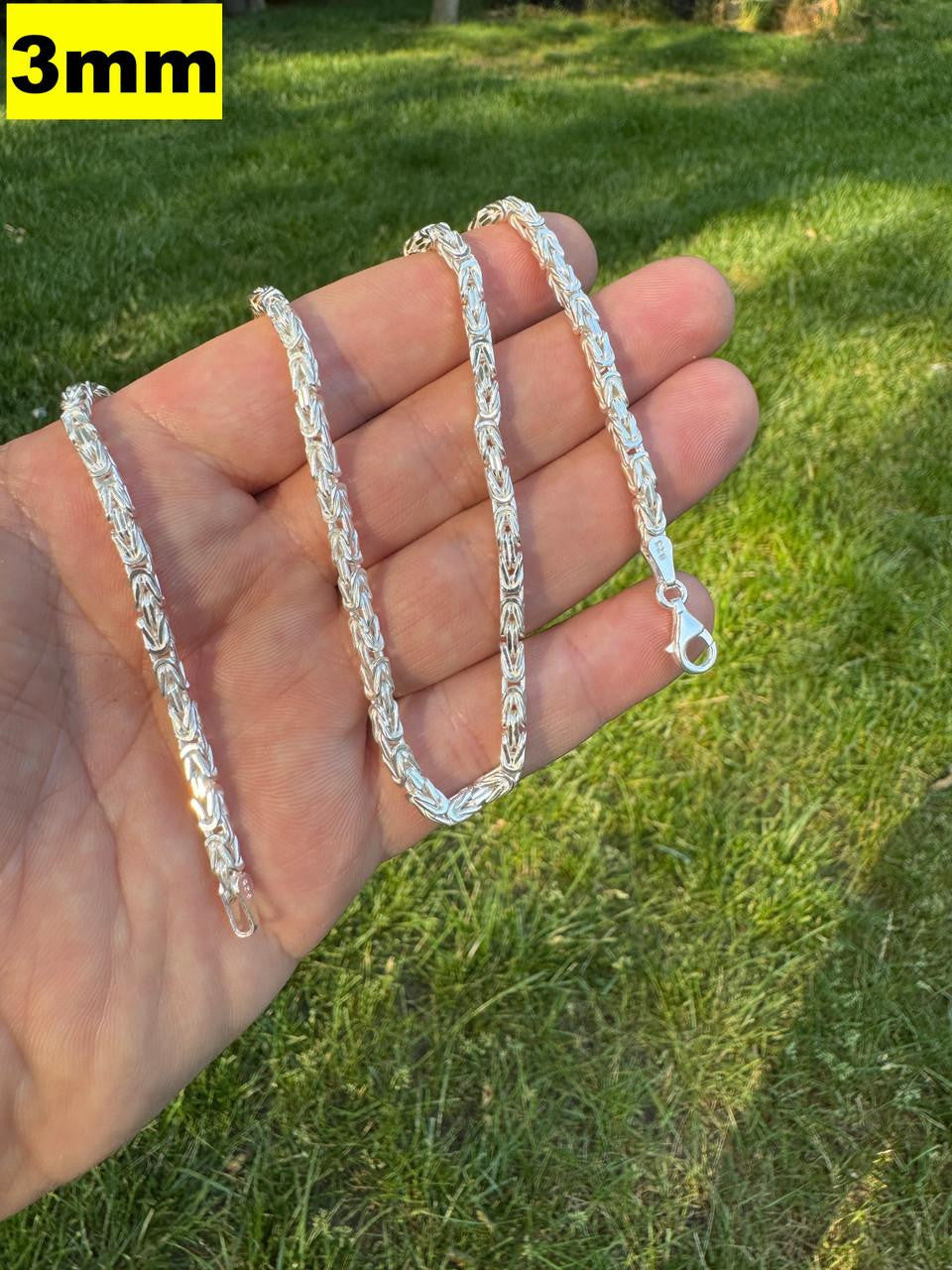 Byzantine Link Chain Necklace - 925 Sterling Silver - 18"-30" - 2.5mm-6mm