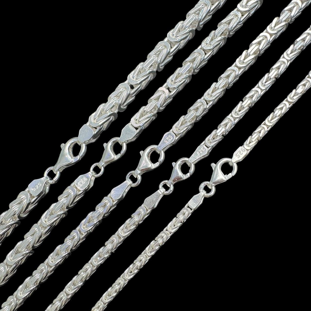 Byzantine Link Chain Necklace - 925 Sterling Silver - 18"-30" - 2.5mm-6mm