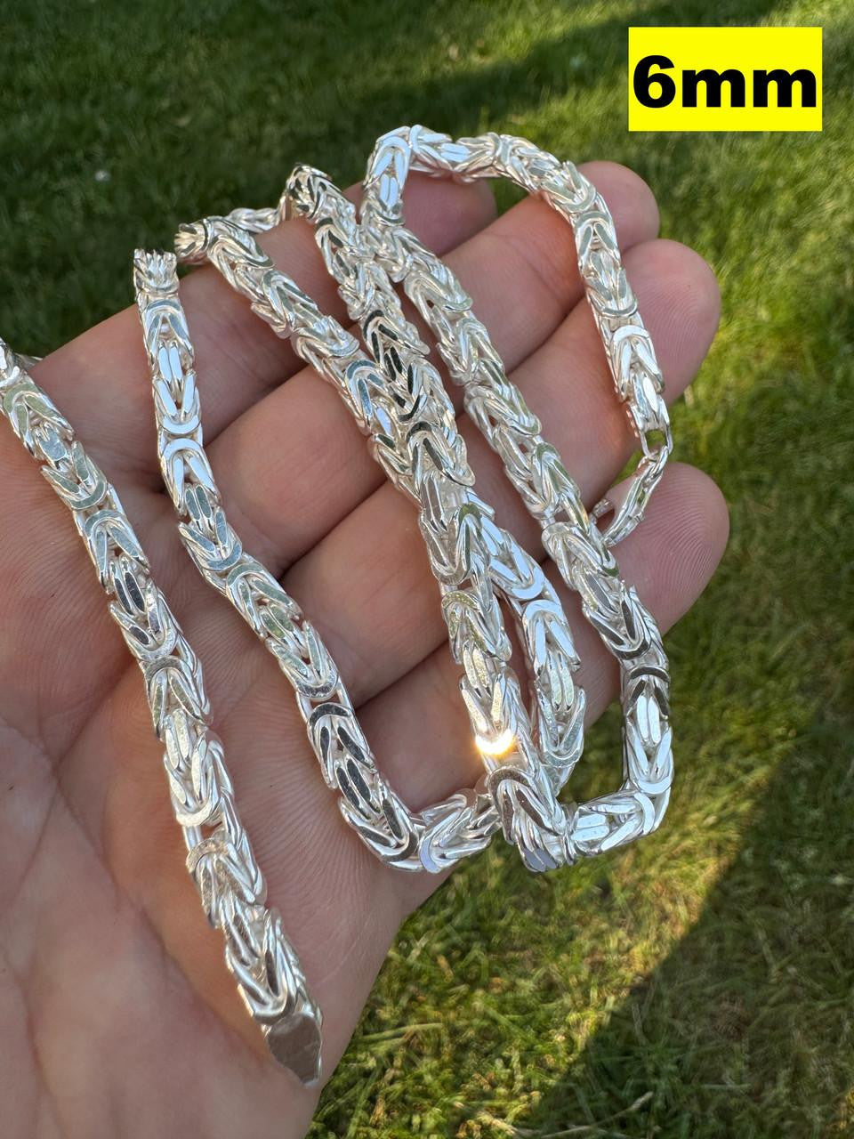 Byzantine Link Chain Necklace - 925 Sterling Silver - 18"-30" - 2.5mm-6mm
