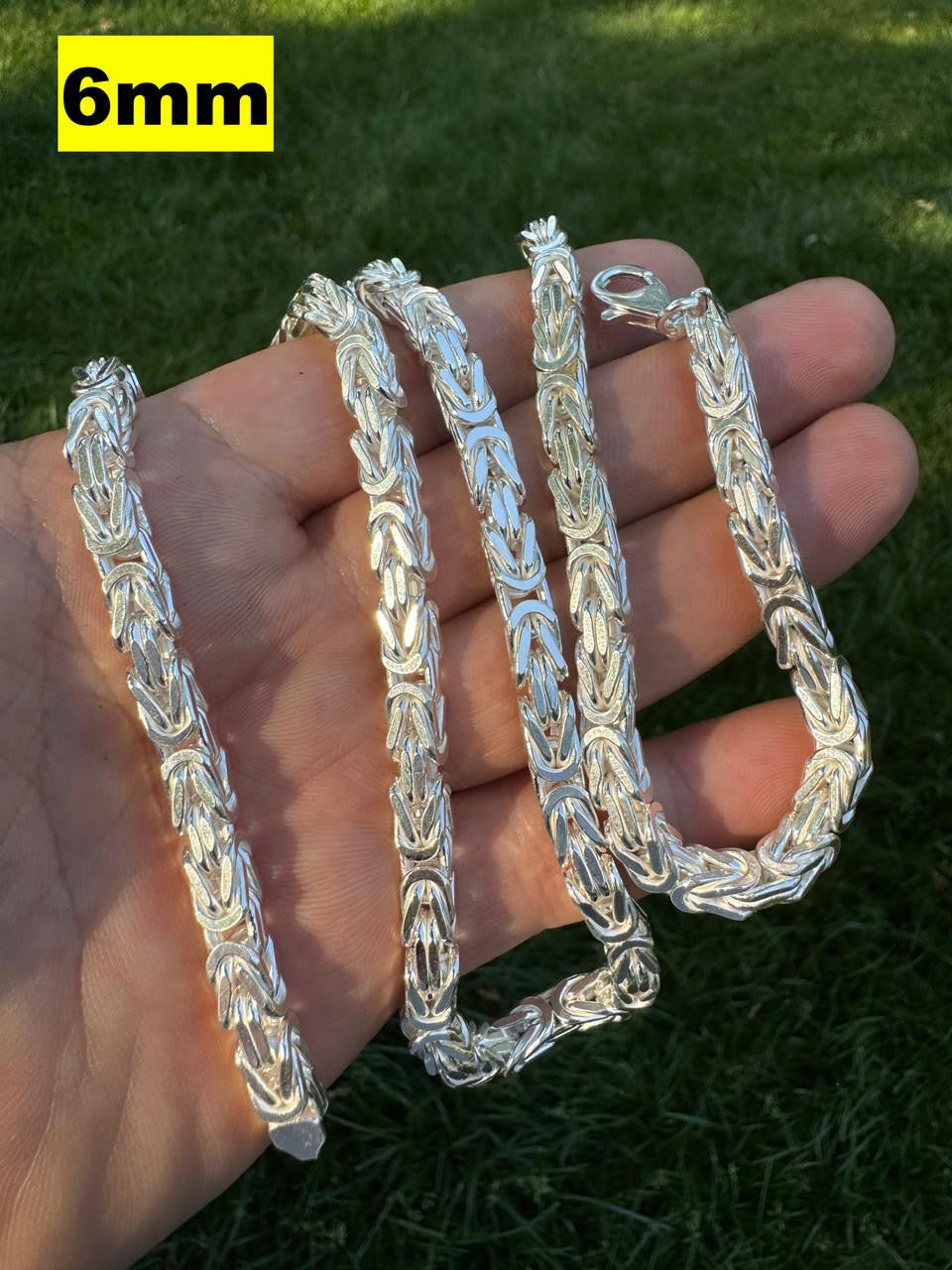 Byzantine Link Chain Necklace - 925 Sterling Silver - 18"-30" - 2.5mm-6mm