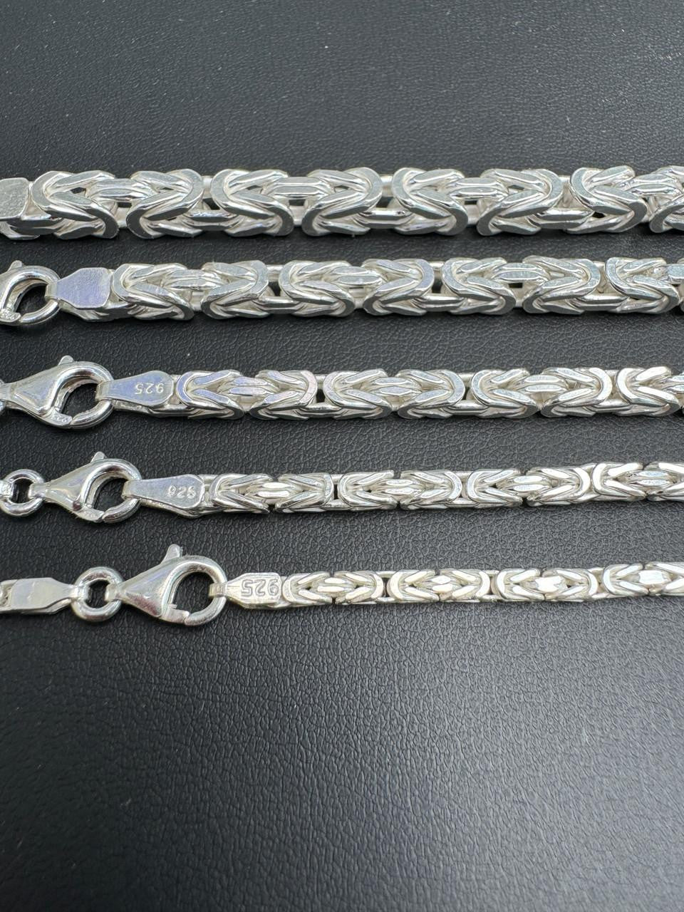 Byzantine Link Chain Necklace - 925 Sterling Silver - 18"-30" - 2.5mm-6mm