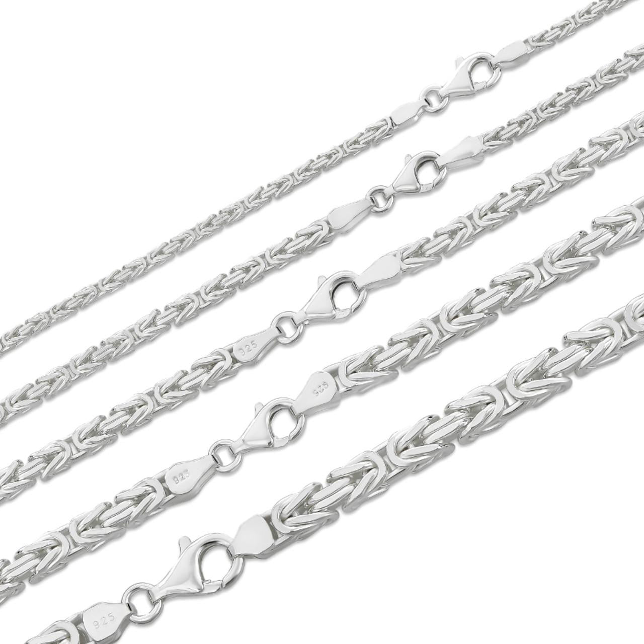 Byzantine Link Chain Necklace - 925 Sterling Silver - 18"-30" - 2.5mm-6mm