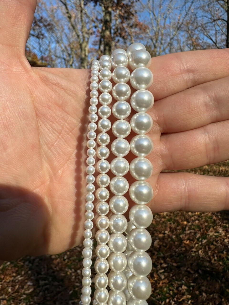 Cultured Pearl Chain Necklace - 925 Silver - 14"-28" - 4mm-10mm