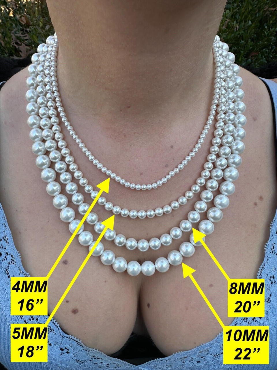 Cultured Pearl Chain Necklace - 925 Silver - 14"-28" - 4mm-10mm