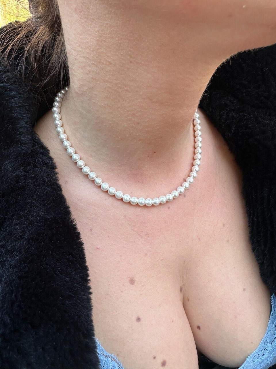 Cultured Pearl Chain Necklace - 925 Silver - 14"-28" - 4mm-10mm