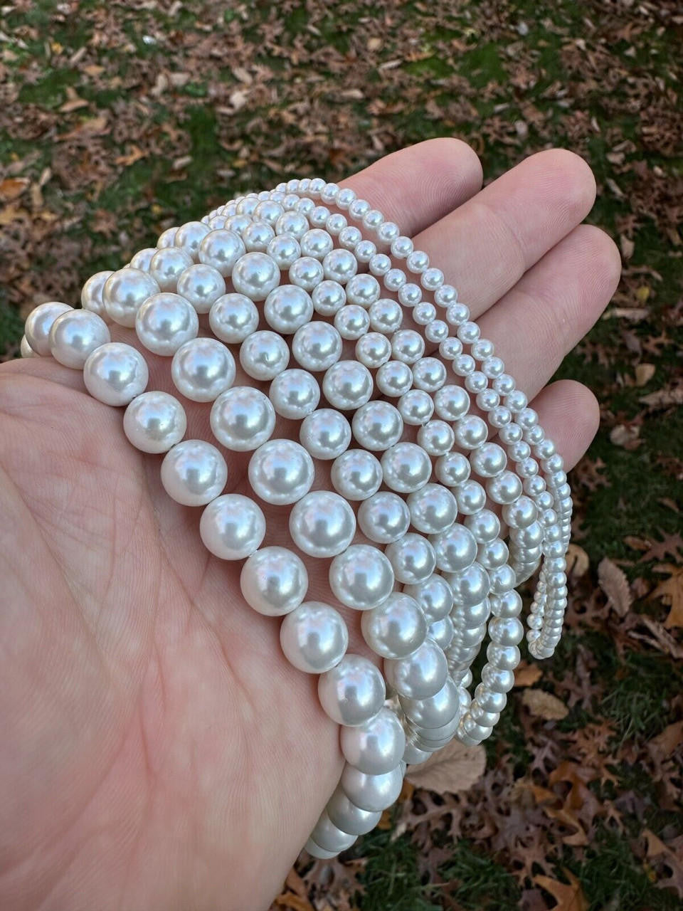 Cultured Pearl Chain Necklace - 925 Silver - 14"-28" - 4mm-10mm