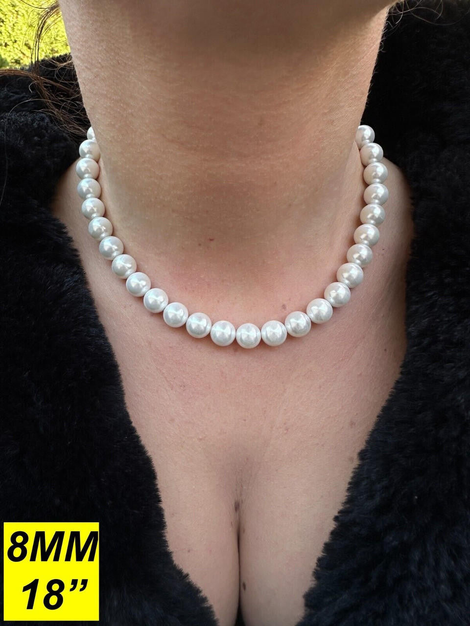 Cultured Pearl Chain Necklace - 925 Silver - 14"-28" - 4mm-10mm