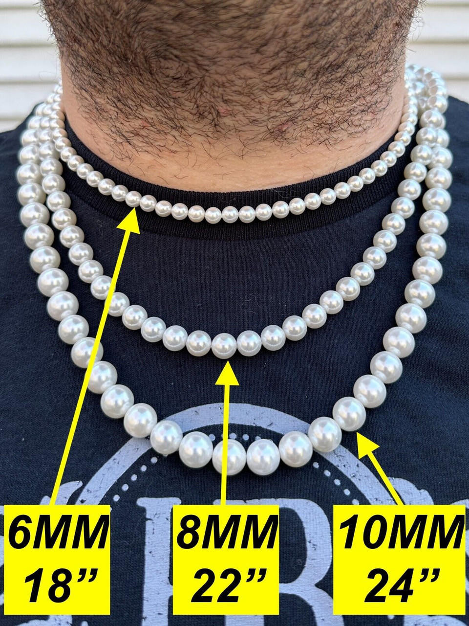 Cultured Pearl Chain Necklace - 925 Silver - 14"-28" - 4mm-10mm