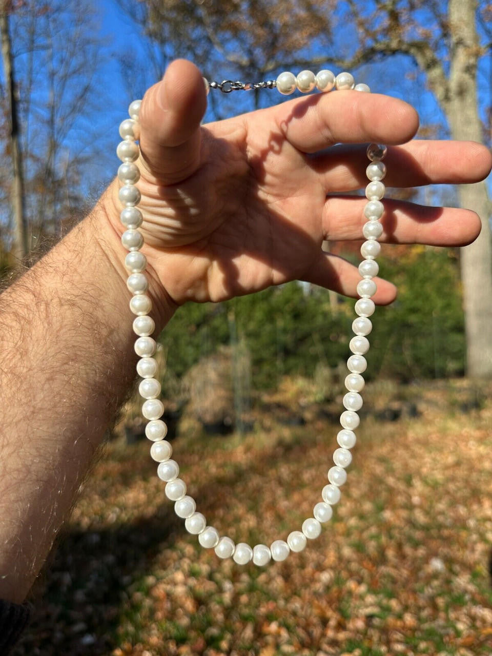 Cultured Pearl Chain Necklace - 925 Silver - 14"-28" - 4mm-10mm
