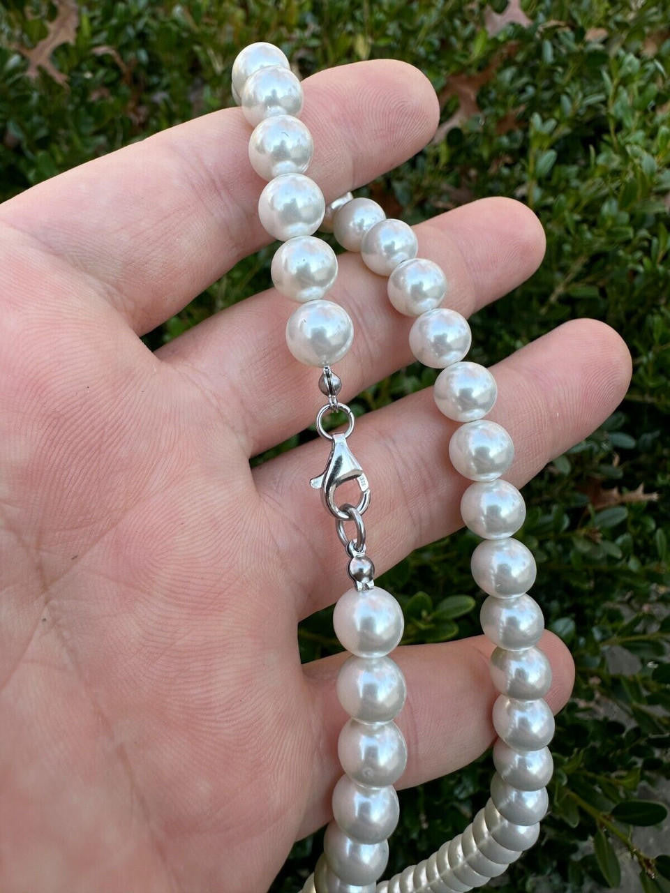Cultured Pearl Chain Necklace - 925 Silver - 14"-28" - 4mm-10mm