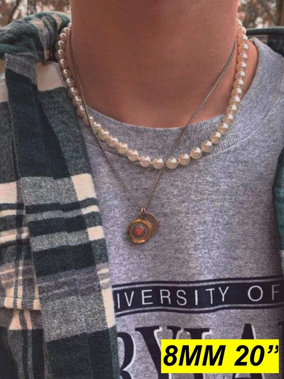 Cultured Pearl Chain Necklace - 925 Silver - 14"-28" - 4mm-10mm