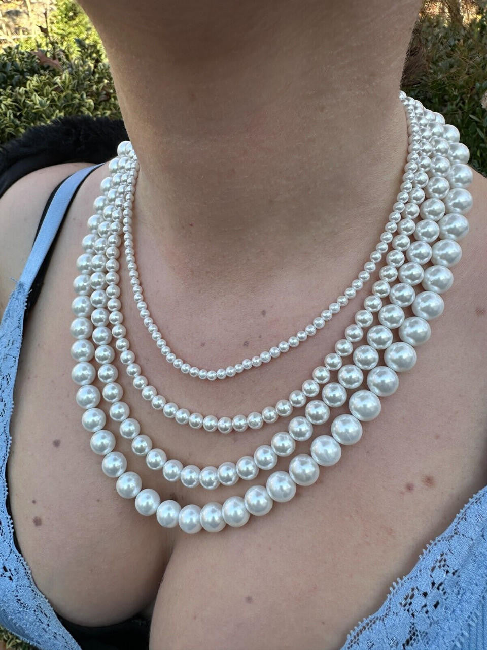Cultured Pearl Chain Necklace - 925 Silver - 14"-28" - 4mm-10mm