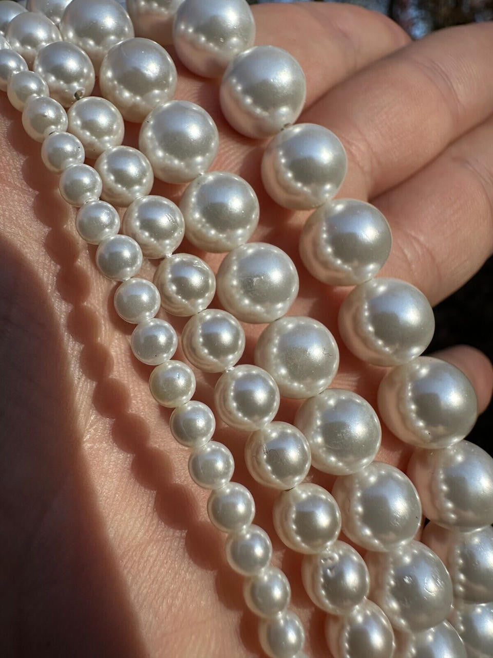 Cultured Pearl Chain Necklace - 925 Silver - 14"-28" - 4mm-10mm