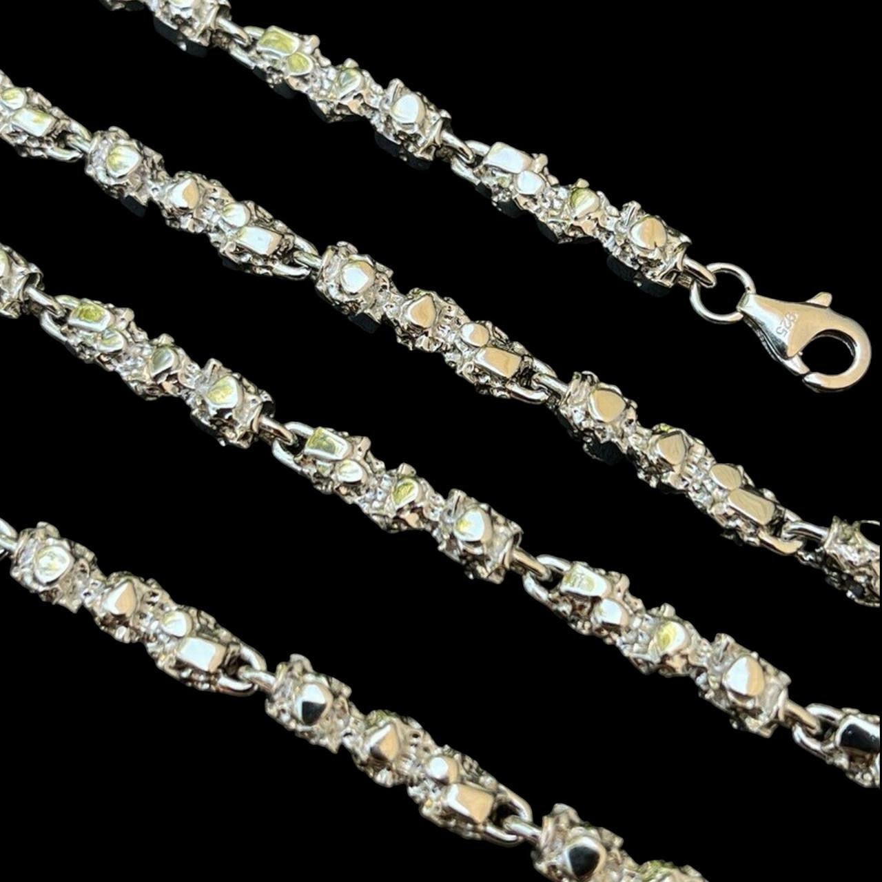 Custom Nugget Chain Necklace - 925 Sterling Silver - 18"-30" - 5mm