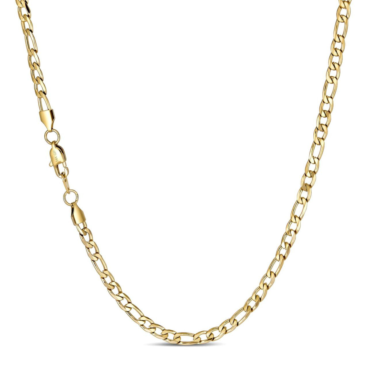 Figaro Chain Necklace - 14k Yellow Gold Plated Stainless Steel - 18"-30" - 5mm
