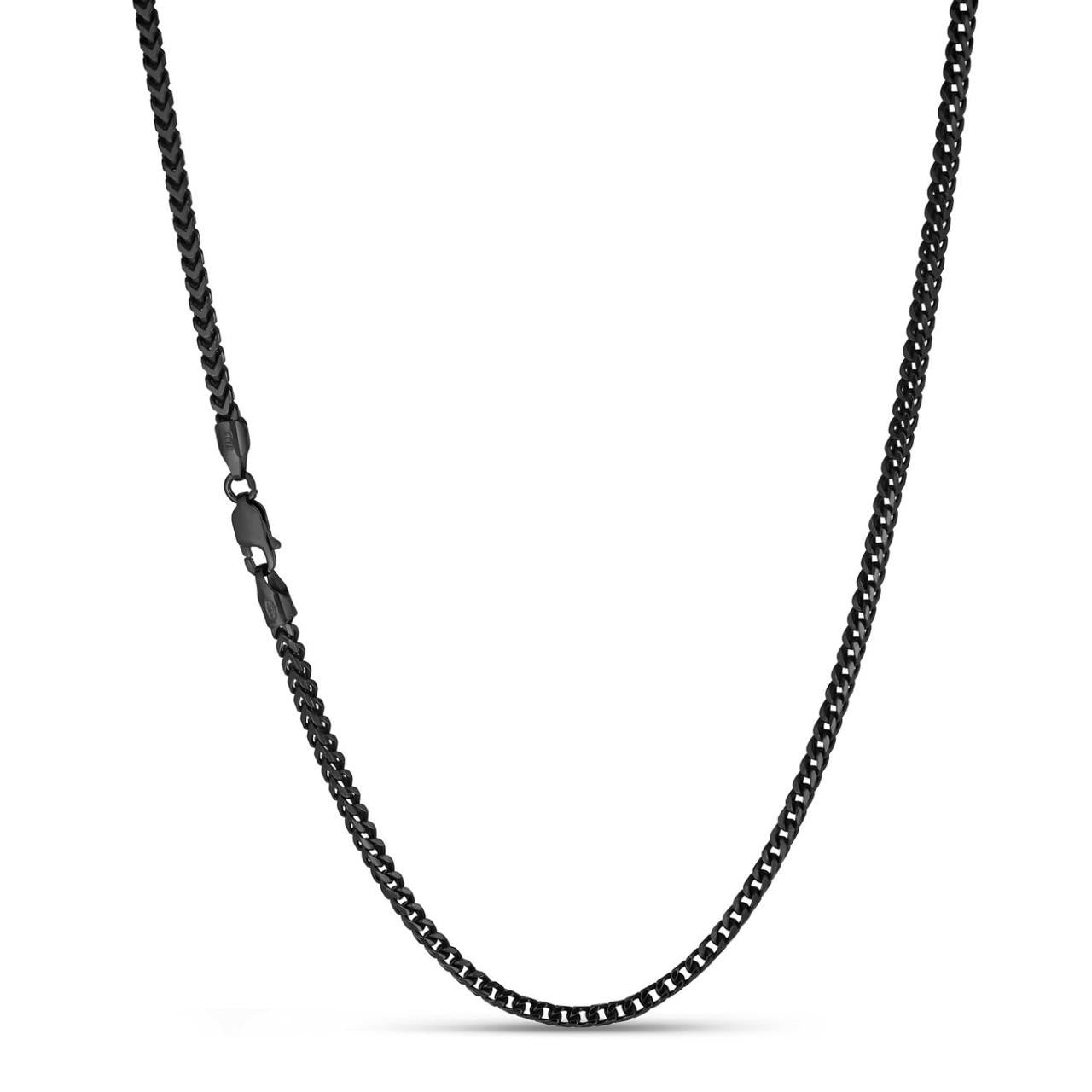 Franco Chain Necklace - Black Rhodium Over 925 Sterling Silver - 16"-30" - 2.5mm