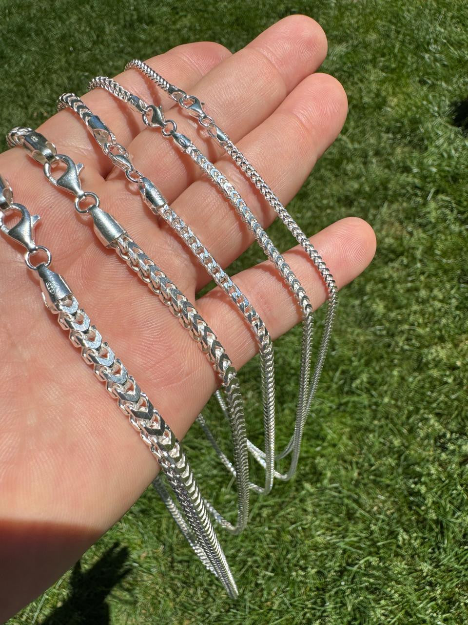 Franco Link Chain Necklace - 925 Sterling Silver - 16"-30" - 2mm-5mm