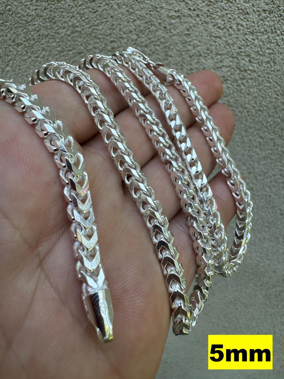 Franco Link Chain Necklace - 925 Sterling Silver - 16"-30" - 2mm-5mm