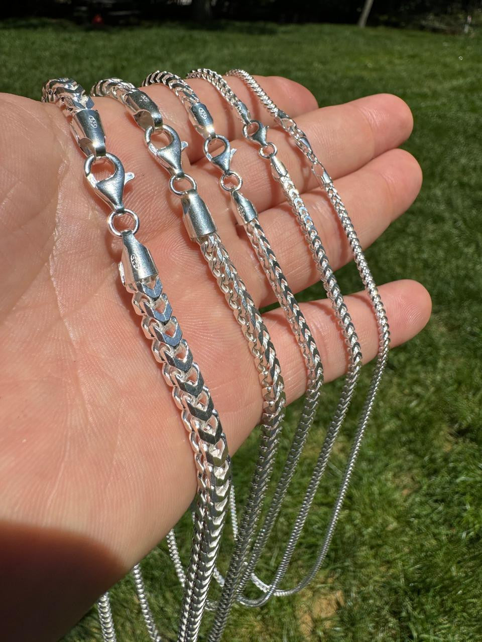 Franco Link Chain Necklace - 925 Sterling Silver - 16"-30" - 2mm-5mm