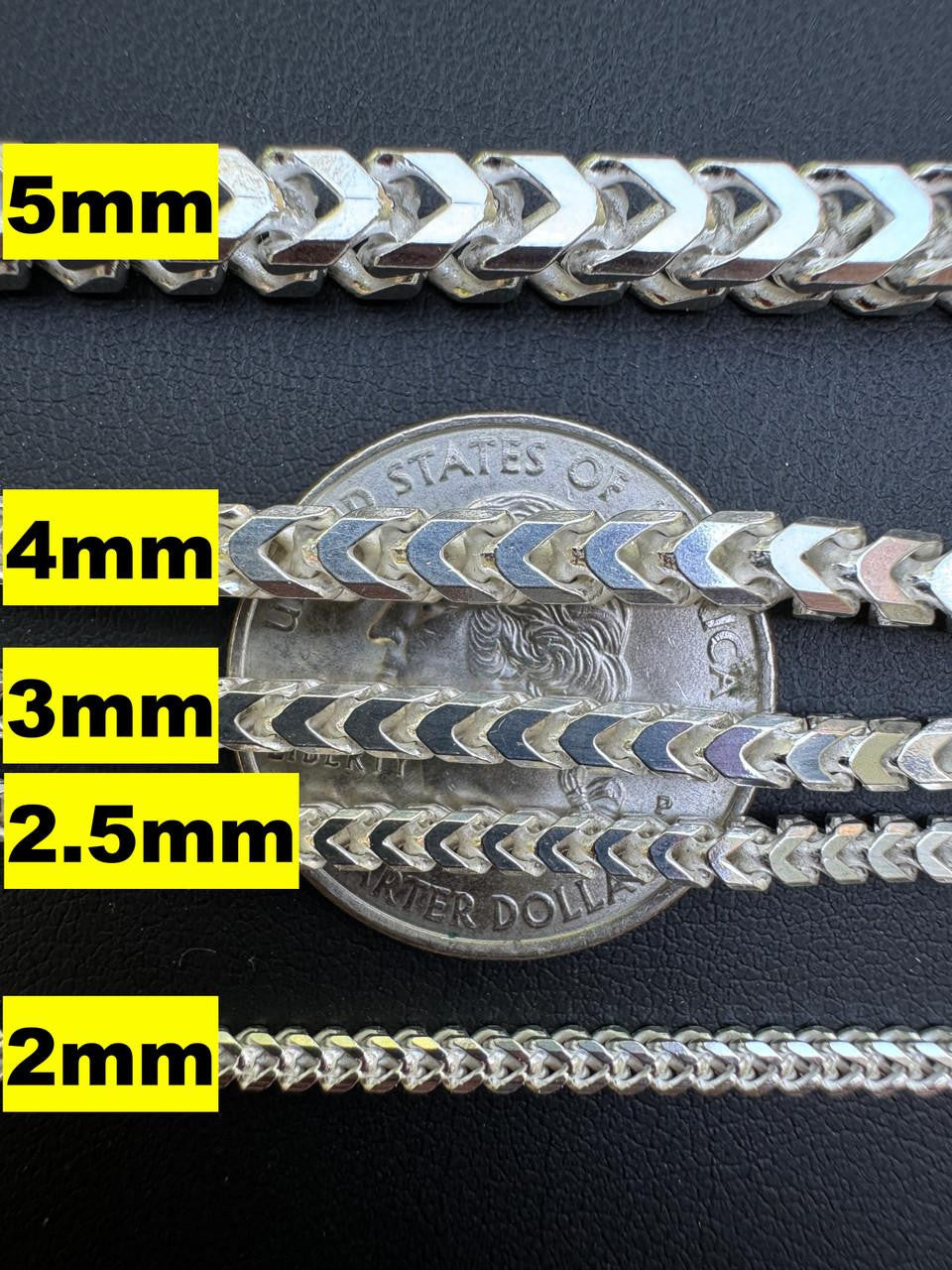 Franco Link Chain Necklace - 925 Sterling Silver - 16"-30" - 2mm-5mm