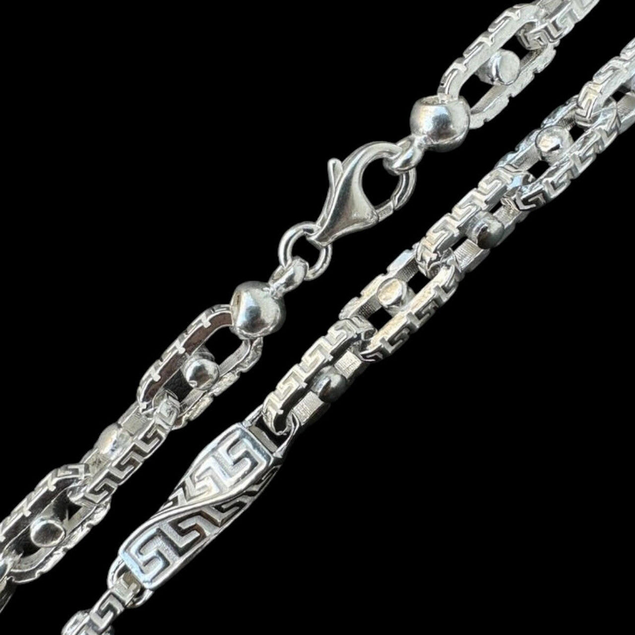 Greek Key Chain Necklace Or Bracelet - 925 Sterling Silver - 7"-28" - 7mm