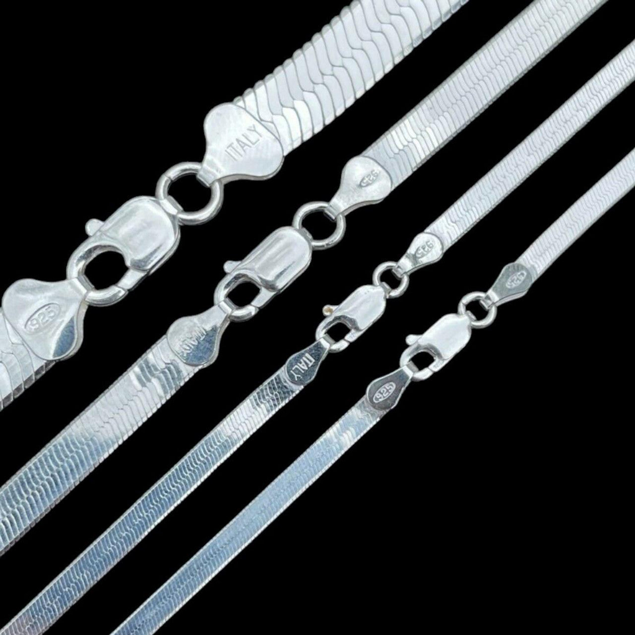 Herringbone Chain Necklace - 925 Sterling Silver - 14"-28" - 3mm-9mm