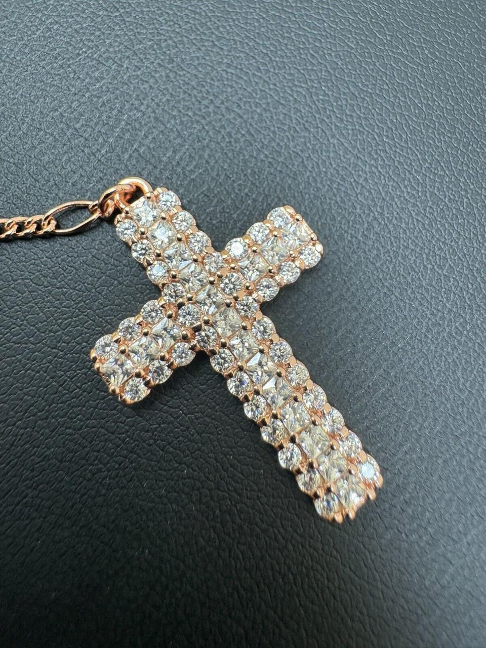 Holy Vatican Rosary Beads Necklace Iced Out CZ Stones - 14k Rose Gold Vermeil 925 Silver - 4mm - 30"