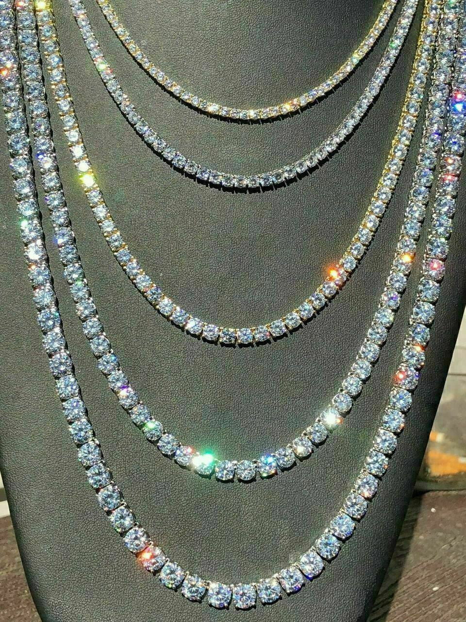 #1 BESTSELLER Tennis Chain Necklace Iced Out CZ Stones - 14k Gold Vermeil Or 925 Silver - 3mm-7mm - 16"-30"