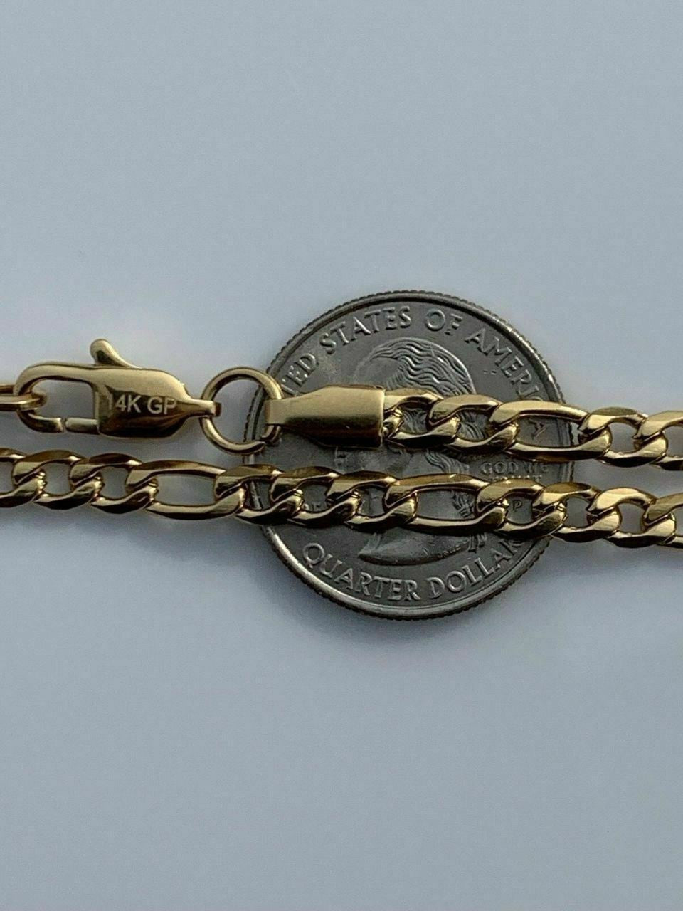 Figaro Chain Necklace - 14k Yellow Gold Plated Stainless Steel - 18"-30" - 5mm