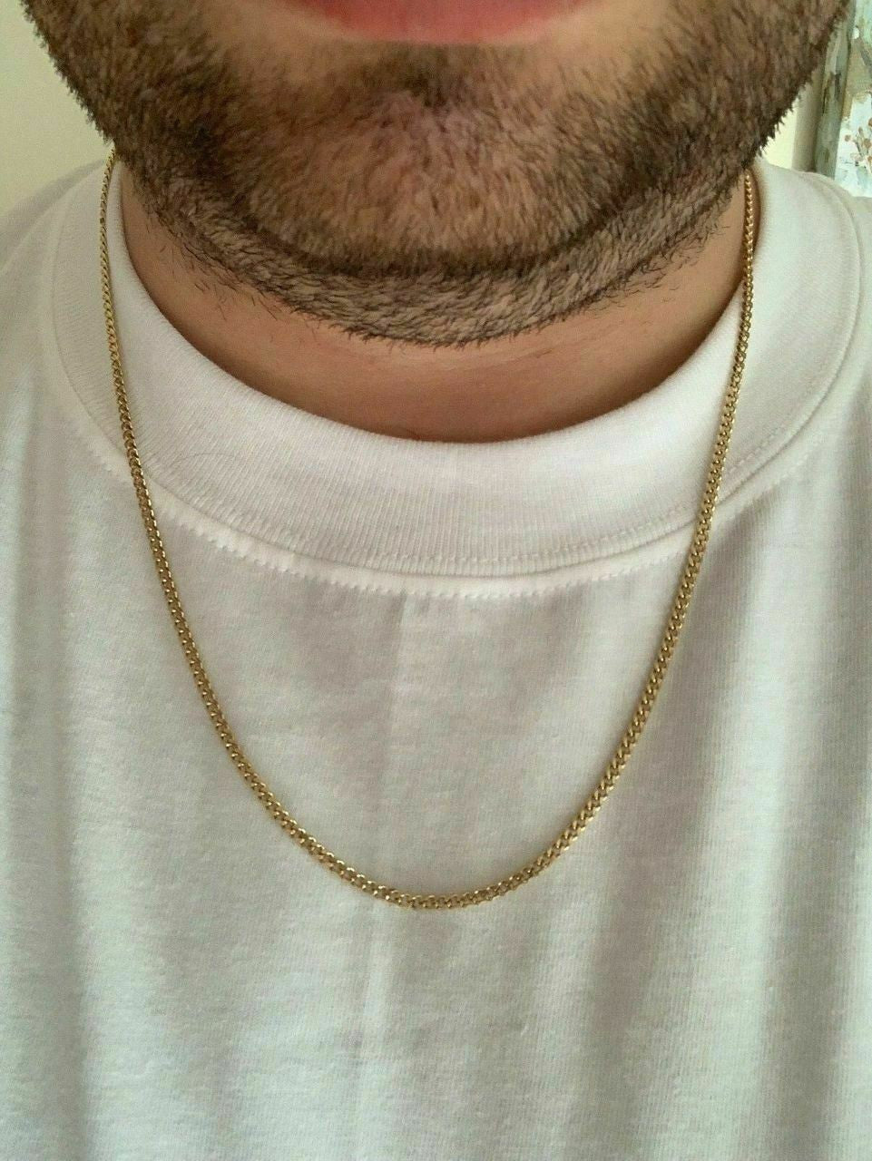 Cuban Link Chain Necklace - 14k Yellow Gold Plated Stainless Steel - 18"-30" - 3mm