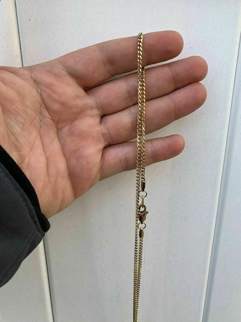 Cuban Link Chain Necklace - 14k Yellow Gold Plated Stainless Steel - 18"-30" - 3mm