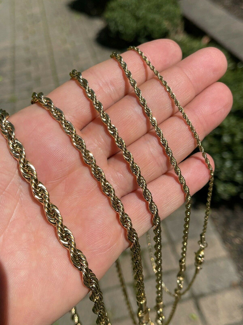 Rope Chain Necklace - 14k Yellow Gold Plated Stainless Steel - 18"-30" - 2mm-6mm