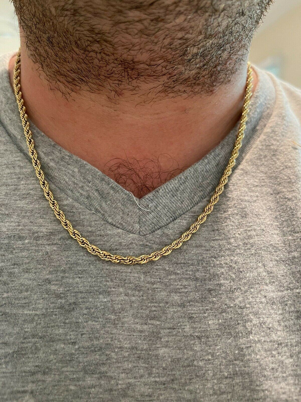 Rope Chain Necklace - 14k Yellow Gold Plated Stainless Steel - 18"-30" - 2mm-6mm