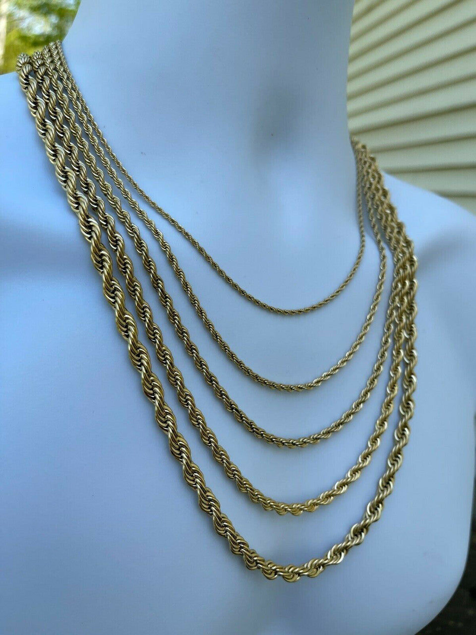 Rope Chain Necklace - 14k Yellow Gold Plated Stainless Steel - 18"-30" - 2mm-6mm