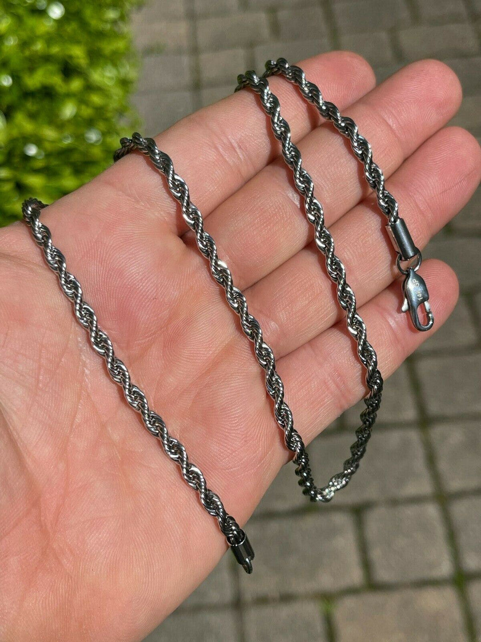 Rope Chain Necklace - White Gold Plated Stainless Steel - 18"-30" - 2mm-6mm