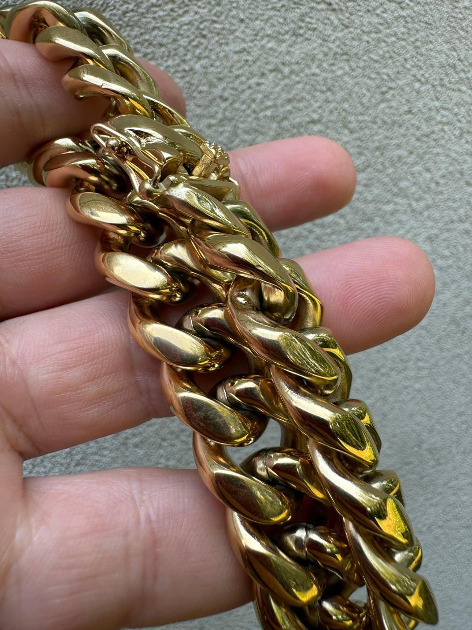 Miami Cuban Link Chain Necklace - 14k Yellow Gold Plated Stainless Steel - 16"-36" - 4mm-18mm
